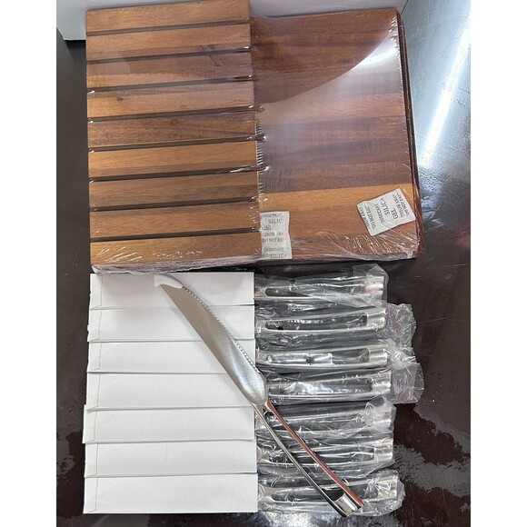 New Cangshan 8 Piece Chef Steak Knife Set With Walnut Acacia Flat Lay Block - Picture 4 of 11